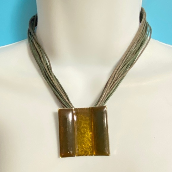 LBMDJ Enameled Green Corded Necklace Boho Style - Picture 4 of 10